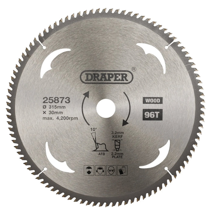 Draper TCT Circular Saw Blade for Wood, 315 x 30mm, 96T - SBW20
