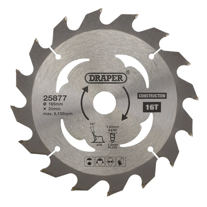 Draper TCT Cordless Construction Circular Saw Blade for Wood &