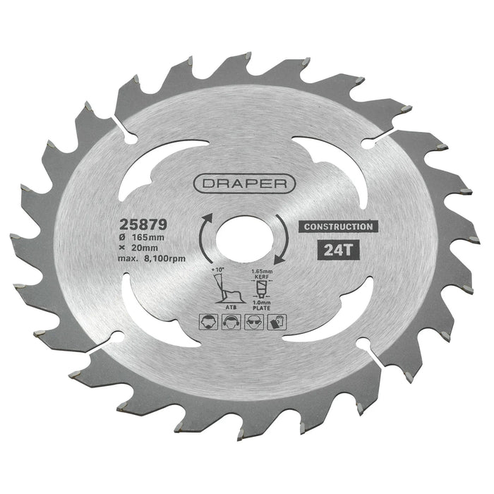 Draper TCT Cordless Construction Circular Saw Blade for Wood &