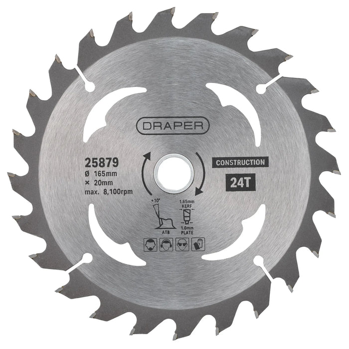 Draper TCT Cordless Construction Circular Saw Blade for Wood &