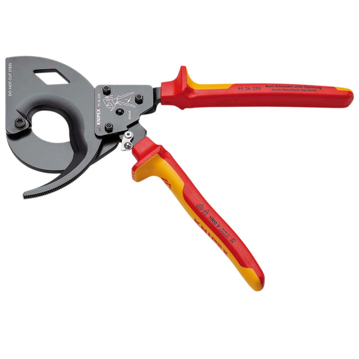KNIPEX 95 36 320 Cable Cutter (ratchet principle, 3-stage) insulated with