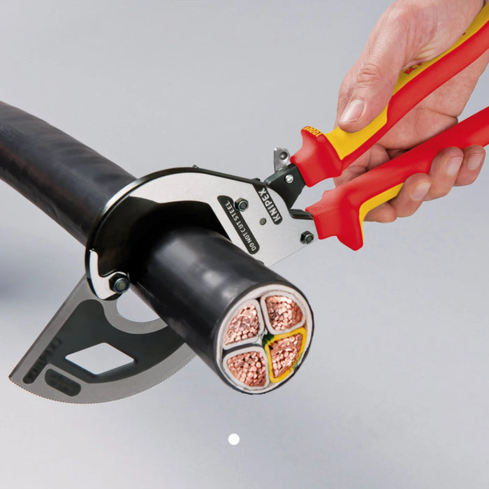 KNIPEX 95 36 320 Cable Cutter (ratchet principle, 3-stage) insulated with