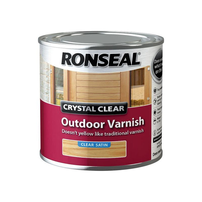 Ronseal Crystal Clear Outdoor Varnish Satin 250ml Ronseal - Town Tools