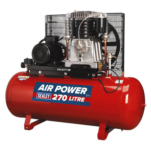 Sealey Air Compressor 270L Belt Drive 10hp 3ph 2-Stage with Cast Cylinders Sealey - Town Tools 