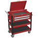 Sealey Heavy-Duty Mobile Tool & Parts Trolley 2 Drawers & Lockable Top Red Sealey - Town Tools 