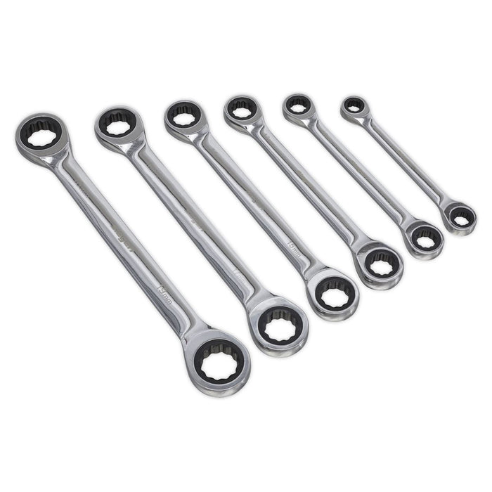 Sealey Double End Ratchet Ring Spanner Set 6pc Metric S0636 Siegen by Sealey - Town Tools 