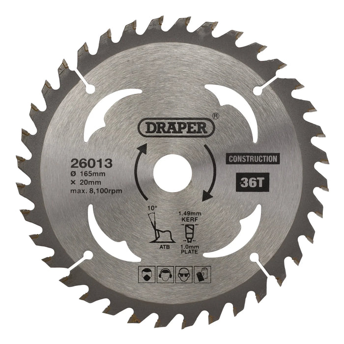 Draper TCT Cordless Construction Circular Saw Blade for Wood &