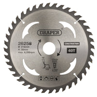 Draper TCT Construction Circular Saw Blade, 216 x 30mm, 40T - SBC5