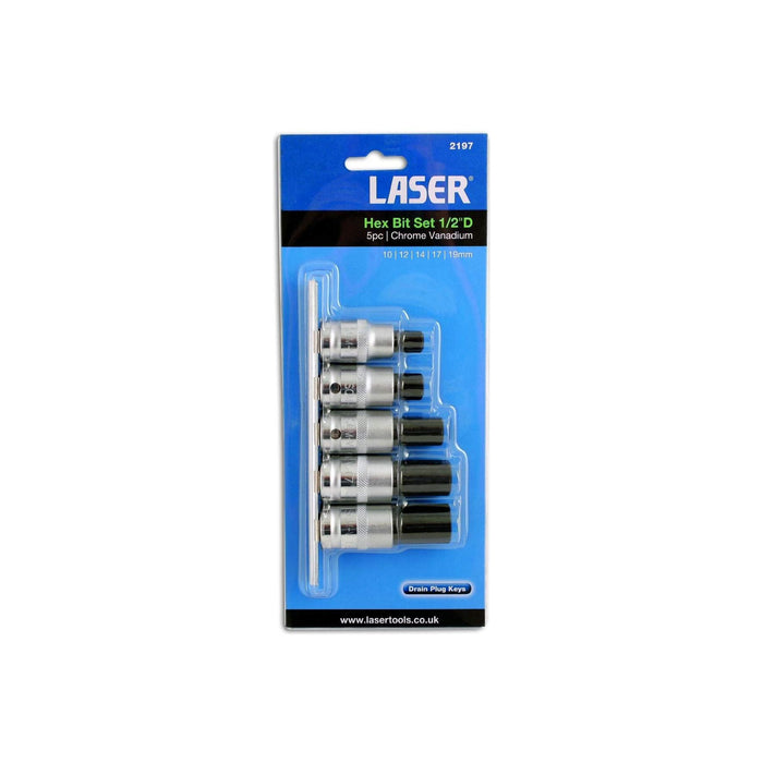 Laser Hex Socket Bit Set 1/2"D 5pc 2197