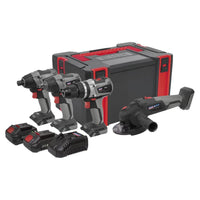 Sealey Brushless Tool Combo 4 x 20V SV20 Series 2 Batteries CP20VCOMBOX1