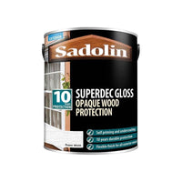 Sadolin Superdec Opaque Wood Protection Super White Gloss 5 litre