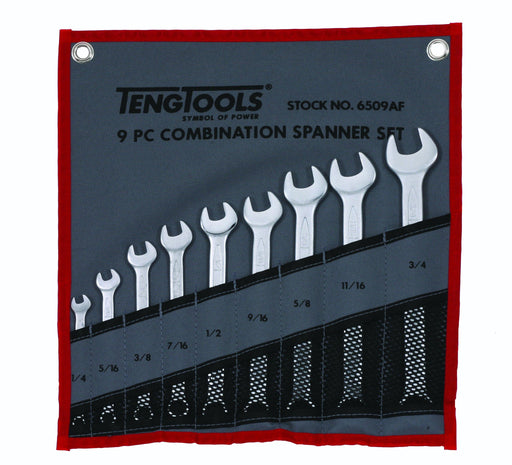 Teng Tools Combination Spanner Set 1/4"-3/4" Tool Roll 9 Pieces Teng Tools - Town Tools 