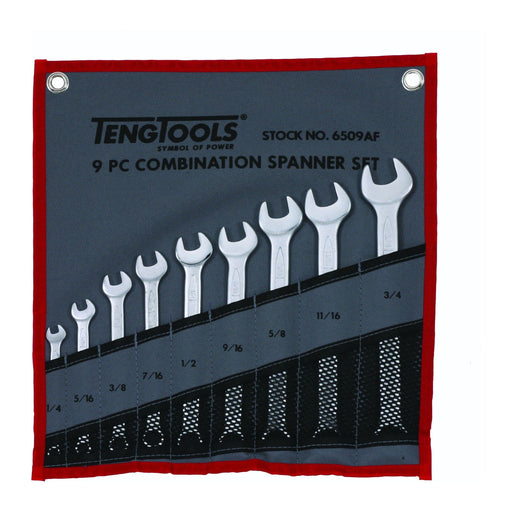 Teng Tools Combination Spanner Set 1/4"-3/4" Tool Roll 9 Pieces Teng Tools - Town Tools 