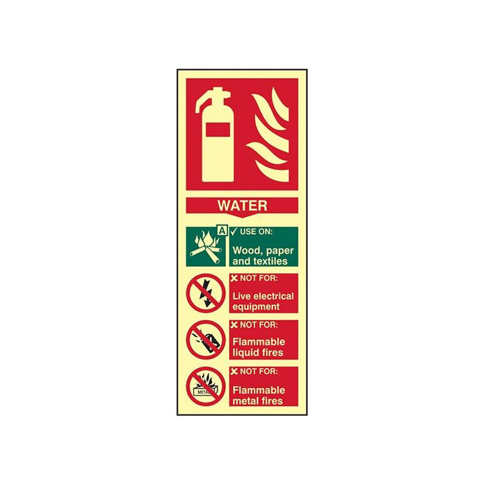Scan Fire Extinguisher Composite Water - Photoluminescent 75 x 200mm Scan - Town Tools