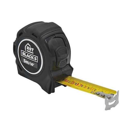 R.S.T. Black Tape Measure 5m/16ft (Width 25mm) R.S.T. - Town Tools