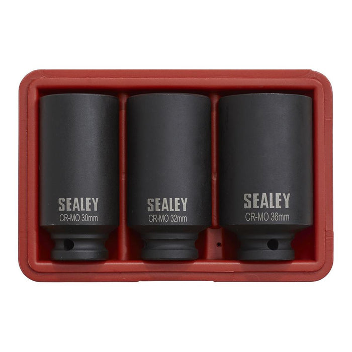 Sealey Impact Hub Nut Socket Set 3pc 12-Point 1/2"Sq Drive SX051 Sealey - Town Tools 