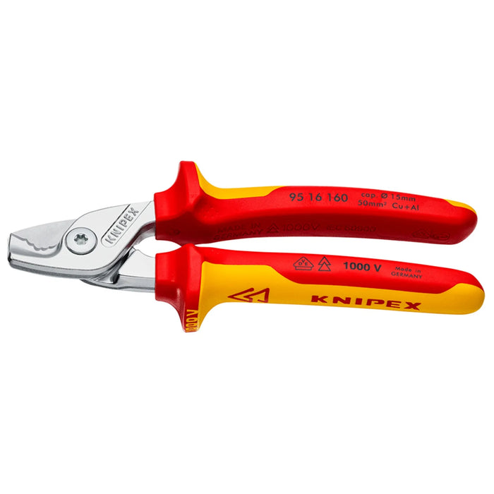 KNIPEX 95 16 160 SB StepCut® VDE Insulated Cable Shears, 160mm - 95 16 160 SB