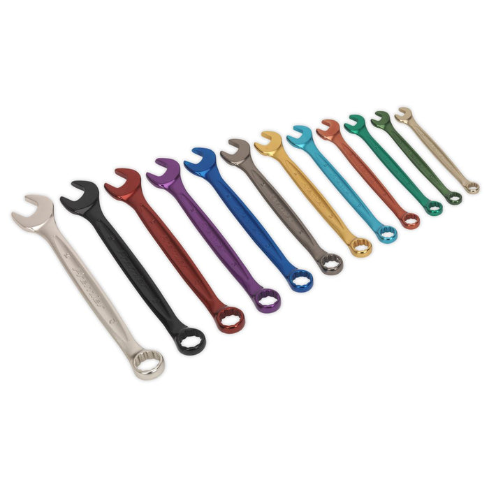 Sealey Combination Spanner Set 12pc Multi-Coloured Metric AK63915 Sealey - Town Tools 