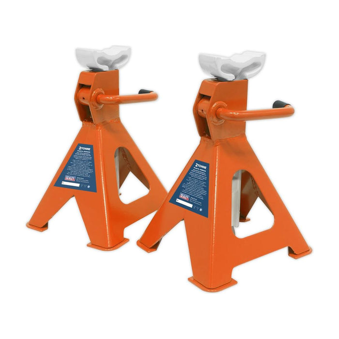 Sealey AXLe Stands (Pair) 2 Tonne Capacity per Stand Ratchet Type Orange Sealey - Town Tools 