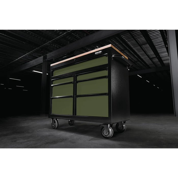 BUNKER 7 Drawer Workbench Roller Tool Cabinet, 41", Green - B100-41GR/FSC