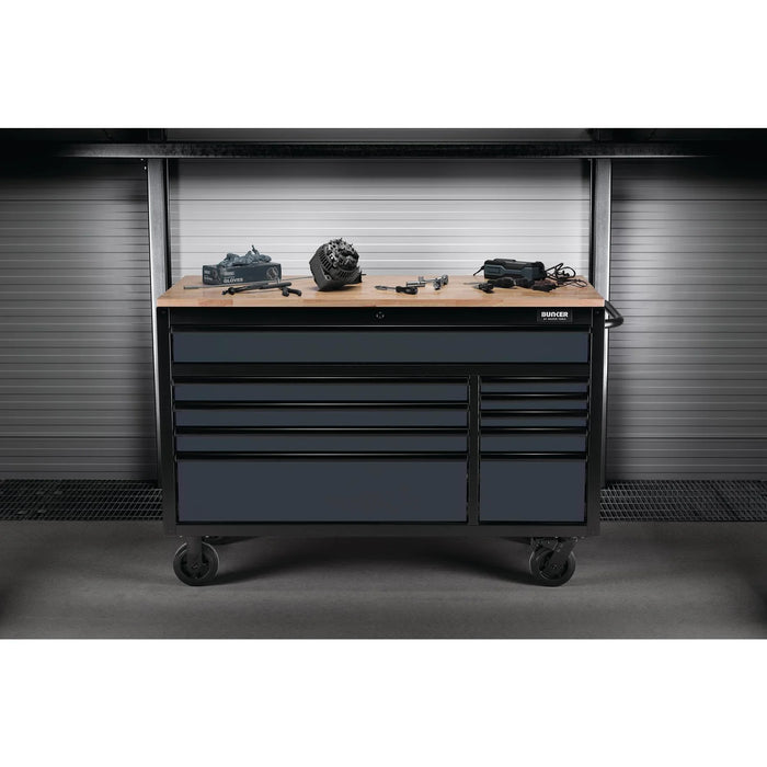 BUNKER 10 Drawer Workbench Roller Tool Cabinet, 56", Grey - B100-56G/FSC