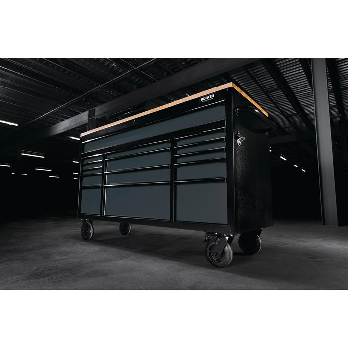 BUNKER 15 Drawer Workbench Roller Tool Cabinet, 61", Grey - B100-61G/FSC