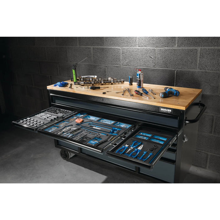 BUNKER 15 Drawer Workbench Roller Tool Cabinet, 61", Grey - B100-61G/FSC