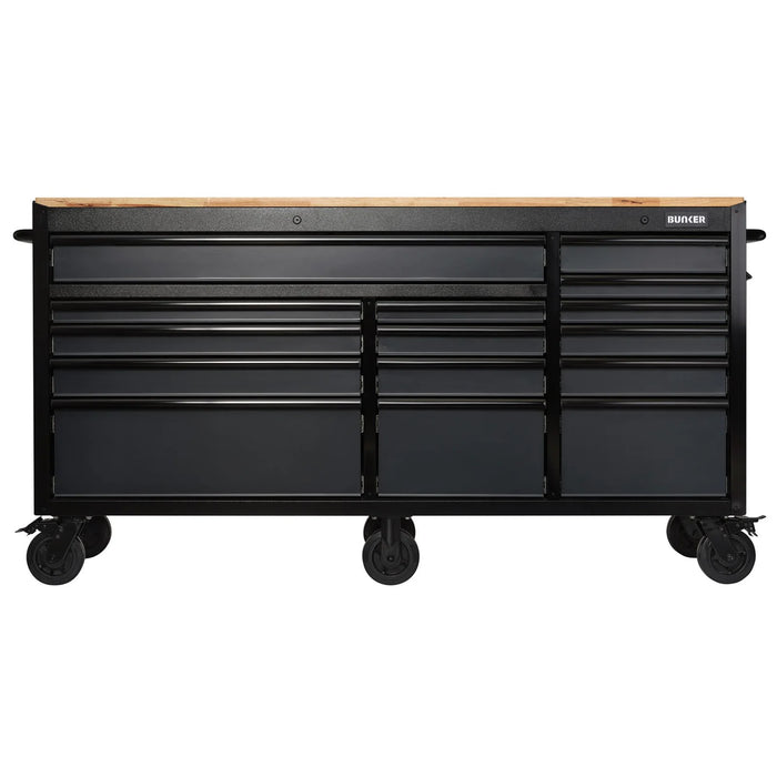 BUNKER 15 Drawer Workbench Roller Tool Cabinet, 72", Grey - B100-72G/FSC