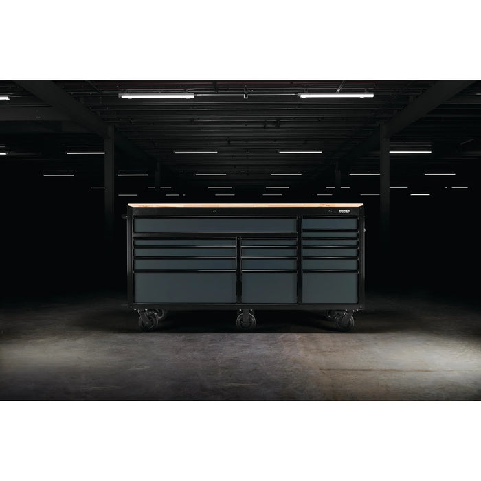 BUNKER 15 Drawer Workbench Roller Tool Cabinet, 72", Grey - B100-72G/FSC