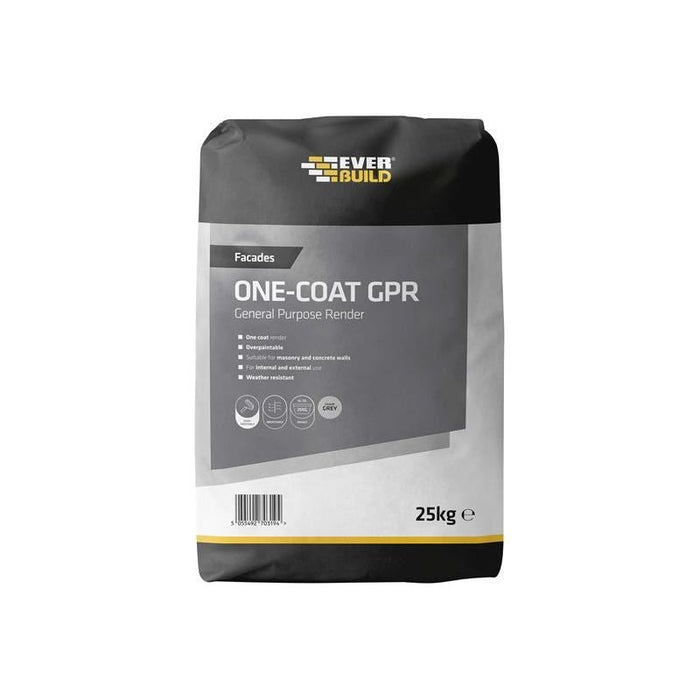 Everbuild Sika One-Coat General Purpose Render Grey 25kg Everbuild Sika - Town Tools