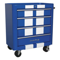Sealey Rollcab 4 Drawer Retro Style Blue with White Stripes AP28204BWS