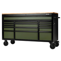 BUNKER 15 Drawer Workbench Roller Tool Cabinet, 61", Green - B100-61GR/FSC