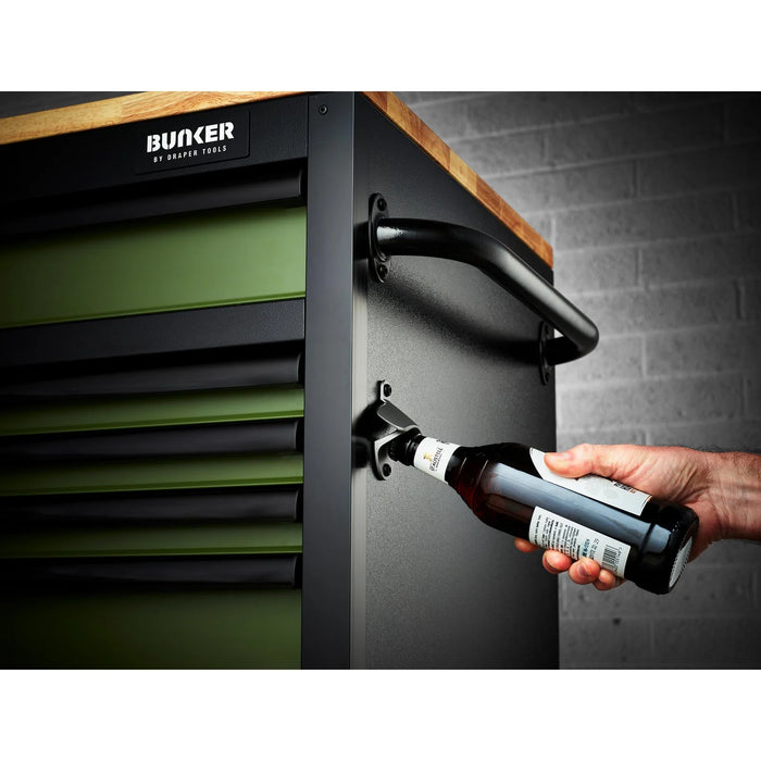 BUNKER 15 Drawer Workbench Roller Tool Cabinet, 61", Green - B100-61GR/FSC
