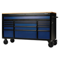 BUNKER 15 Drawer Workbench Roller Tool Cabinet, 61", Blue - B100-61B/FSC