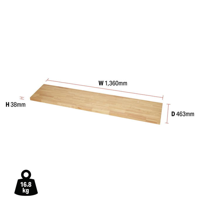 BUNKER Modular Hardwood Worktop, 1360mm - MS400-RW54/FSC