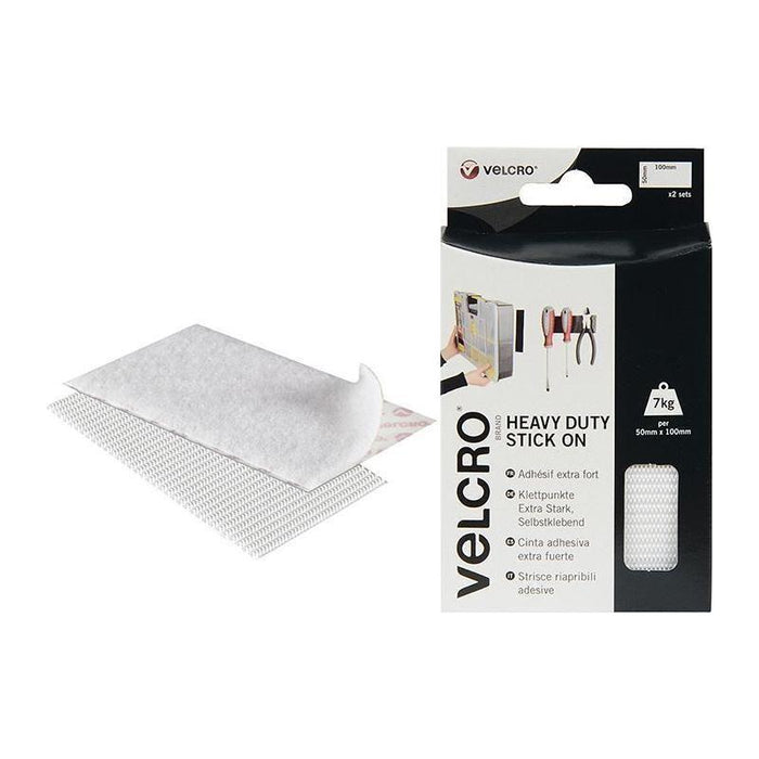 Velcro® Brand VELCRO® Brand Heavy-Duty Stick On Strips (2) 50 x100mm White VELCRO® Brand - Town Tools