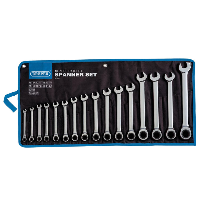 Draper HI-TORQ® Metric Ratchet Combination Spanner Set (16 Piece) - 8230MM/16