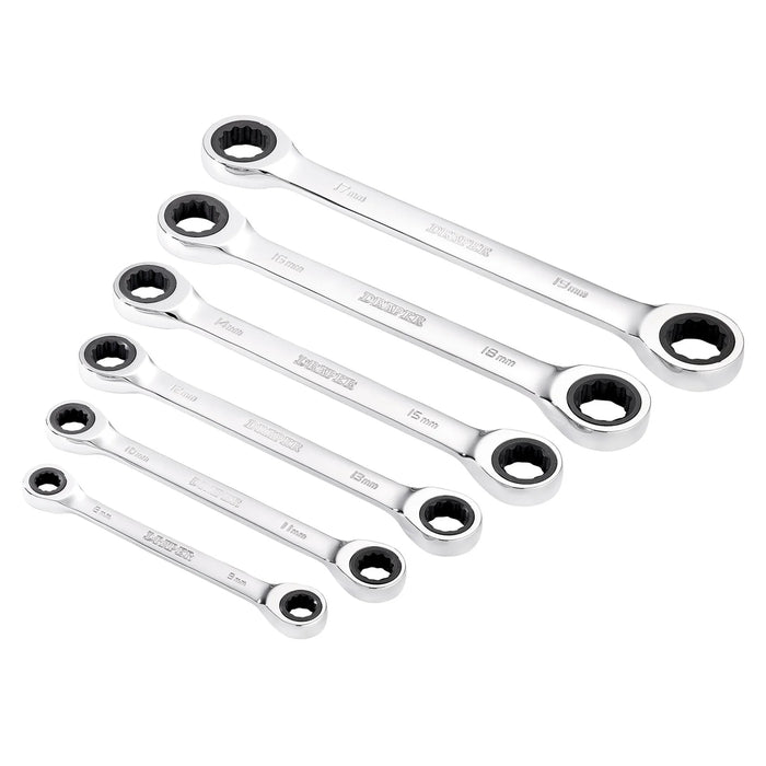 Draper HI-TORQ® Metric Double Ratchet Ring Spanner Set, 8 -19mm (6 Piece)