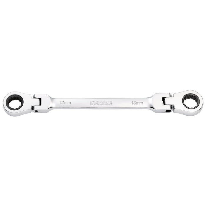 Draper HI-TORQ® Metric Flexible Head Double Ring Ratchet Spanner, 12 x 13mm