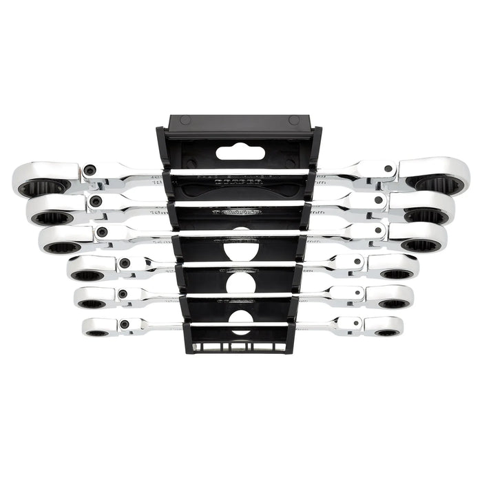 Draper HI-TORQ® Metric Flexible Head Double Ring Ratchet Spanner Set (6 Piece)