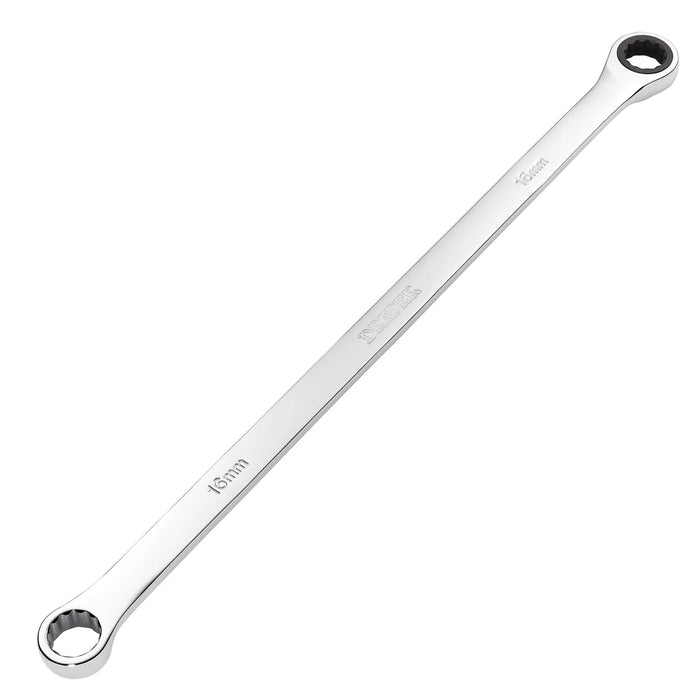 Draper HI-TORQ® Metric Extra-Long Double Ring Ratchet spanner 8-19mm