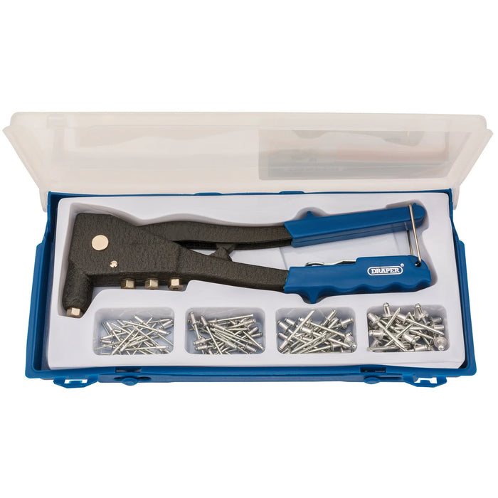 Draper Hand Riveter Kit for Aluminium Rivets, 1 x Case - 264KA