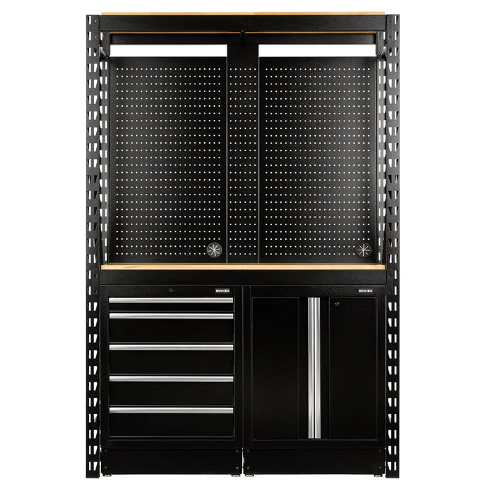 BUNKER 15 Piece Modular Storage Combo 2 Tier Racking with Hardwood Shelving