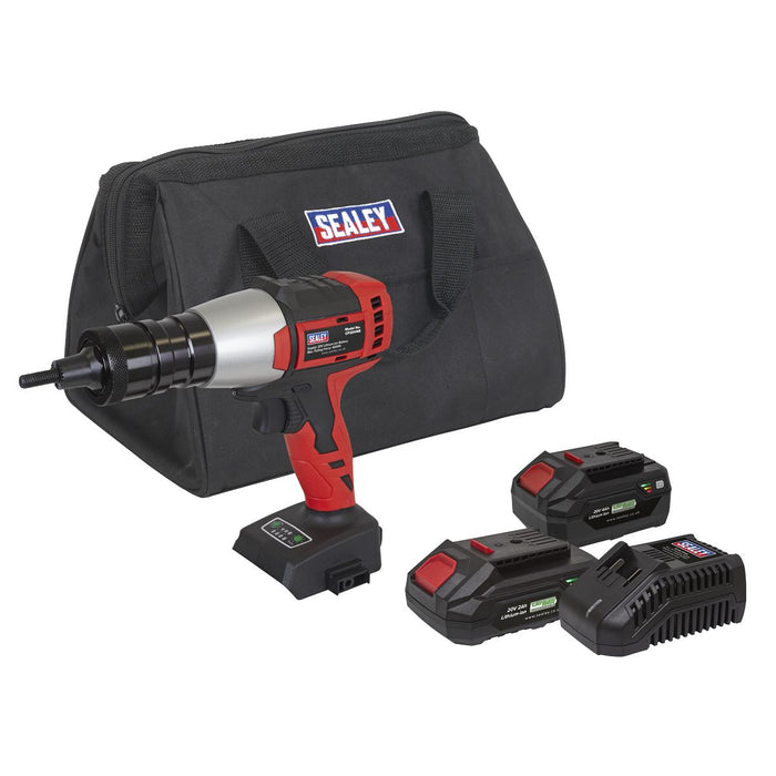 Sealey SV20 Series Brushless Cordless Nut Riveter 20V - 2 Batteries CP20VNRKIT Sealey - Town Tools 