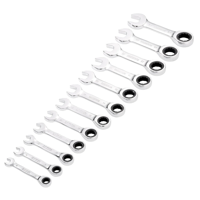 Draper HI-TORQ® Metric Stubby Ratchet Combination Spanner Set, 8 - 19mm (12