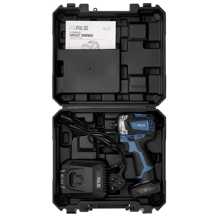 DXPULSE 12V Brushless Impact Wrench Kit, 3/8" Sq. Dr., 1 x 5.0Ah Battery, 1 x