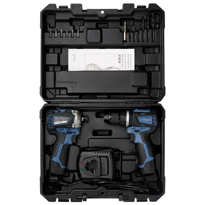 DXPULSE 12V Brushless Combi Drill & Impact Driver Kit, 1/4" Sq. Dr., 2 x 2.0Ah