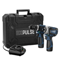 DXPULSE 12V Brushless Combi Drill & Impact Driver Kit, 1/4" Sq. Dr., 2 x 2.0Ah