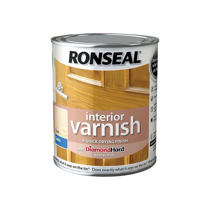 Ronseal Interior Varnish Quick Dry Satin Clear 250ml Ronseal - Town Tools