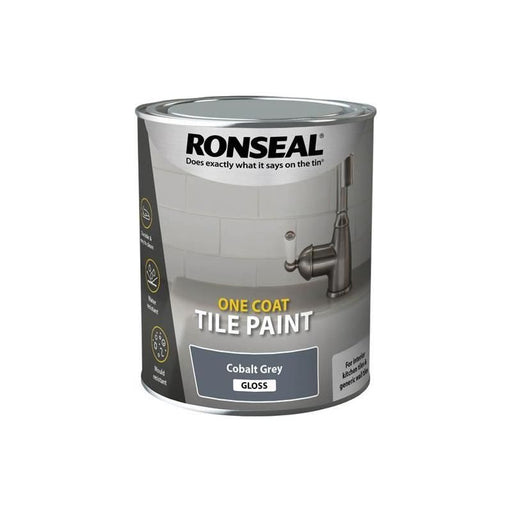 Ronseal One Coat Tile Paint Cobalt Grey Gloss 750ml Ronseal - Town Tools